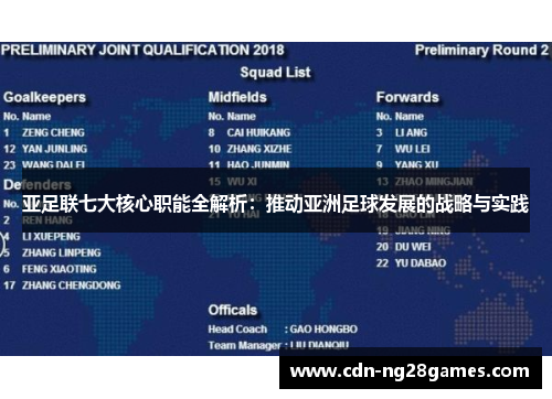 亚足联七大核心职能全解析:推动亚洲足球发展的战略与实践 亚足联七大核心职能全解析:推动亚洲足球发展的战略与实践