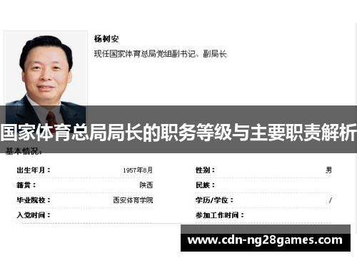 国家体育总局局长的职务等级与主要职责解析 国家体育总局局长的职务等级与主要职责解析